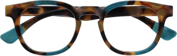 OPULIZE Ava Gafas de Lectura Montura Redonda Favorecedora Marrón Carey Turquesa Lentes Resistentes a Arañazos Bisagras de Muelle Unisex Hombre Mujer R62-Q +2.00