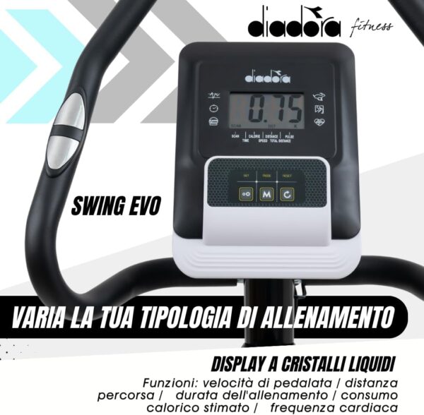 Diadora Fitness Swing Evo - Bicicleta estática con pulso de mano según la norma CE, 82 x 56 x 28 cm, color negro - Image 2