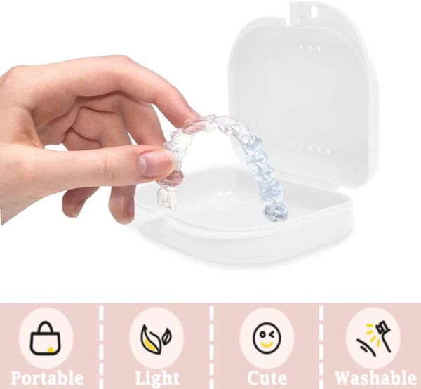 AidShunn Retainer Box Denture Cleaner Invisalign Case Teeth Retainers Denture Bath Slim Orthodontic Dental Case for Bleaching Trays,Mouth, Guard, Brace, Ear Plugs, Chewies Invisalign - Image 3