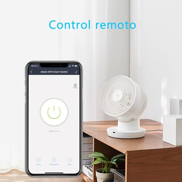 eMylo Interruptor WiFi inteligente Interruptor WiFi de relé inalámbrico universal Temporizador Control remoto Interruptor de luz Control por voz Admite Alexa, Google Home a través de IOS Android 1Pack - Image 5