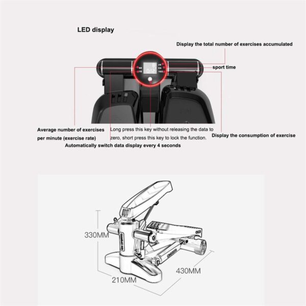 JHKGY Mini Paso A Paso,Escalera De Fitness Interior De Pasos,con Bandas De Resistencia,Máquina para Entrenamiento De Ejercicios con Monitor LCD,para Principiantes Y Profesionales - Image 7