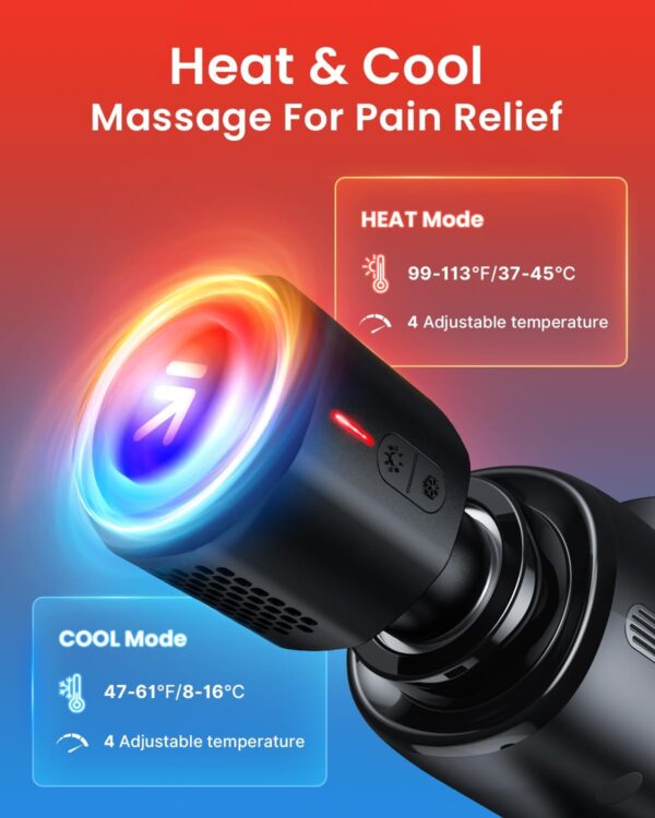 Pistola de Masaje Muscular Calor y frío, Pistola de Masaje RENPHO, Masajeador de Motor de Tejido Profundo de 3200 rpm, Massage Gun, Para el Hogar, Gimnasio, Relajación Muscular de Cuerpo Completo - Image 4