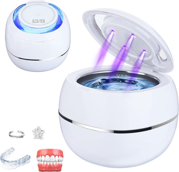 Coikes Limpiador Ultrasonidos Dental Limpieza 42KHz Limpiador Ultrasónico UV para Dentaduras Postizas, Alineador, Retenedor Joyería De La Máquina De Limpieza Para Joyas y Todos los Aparatos Dentales