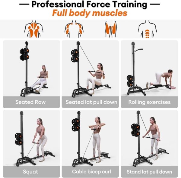 ONETWOFIT Máquina de Remo Plegable y Máquina LAT Pull Down 2 en 1 Multifunción Máquina de Remo Compacta para el Hogar, Remo Bajo Cable Fitness Power Tower Plegable - Image 3