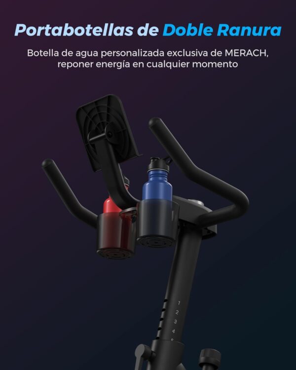 MERACH Bicicleta Estática en Casa, Bicicleta Spinning con Monitor LED, Transmisión Silenciosa por Cinturón y Cómodo Cojín de Asiento, App Propia, Capacidad de 122 kg, Entrenamiento Aeróbico - Image 6