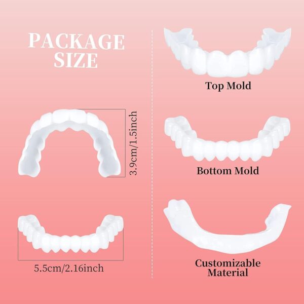 2 Pares Prótesis Dientes falsos, Blanqueamiento Dentaduras Dentaduras Prótesis Dientes falsos,Carillas Dientes Falsos Arriba y Abajo Blanqueamiento Dentaduras para Dientes Malos - Image 5