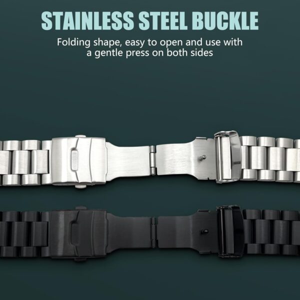 HIOPOIUYT Pulsera con cierre plegable para reloj inteligente de tres cuentas, correa de acero ajustable a prueba de sudor - Image 7