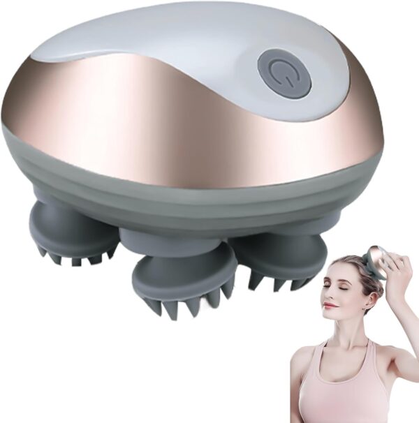 Masajeador eléctrico de cabeza IPX7, resistente al agua, con 4 cabezales de masaje y 3 modos de masaje, masajeador de cuero cabelludo para relajación para masaje de cuerpo completo