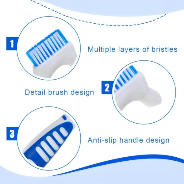 VIUWIZE Paquete de 4 cepillos de dientes, cepillo para dentaduras postizas, cepillo de limpieza para dentaduras postizas, cepillo de limpieza para dentaduras postizas portátil - Image 3