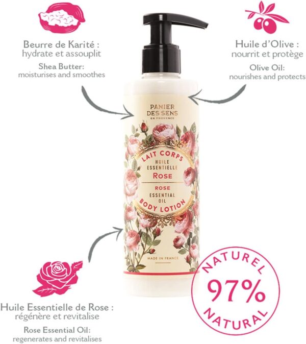 Cesta de los Sentidos - Crema Corporal Hidratante - ROSA - para un Cuerpo Natural - Cuidado Corporal - Aceite de Oliva y Manteca de Karité - 97% Ingredientes Naturales - 250ml - Image 2