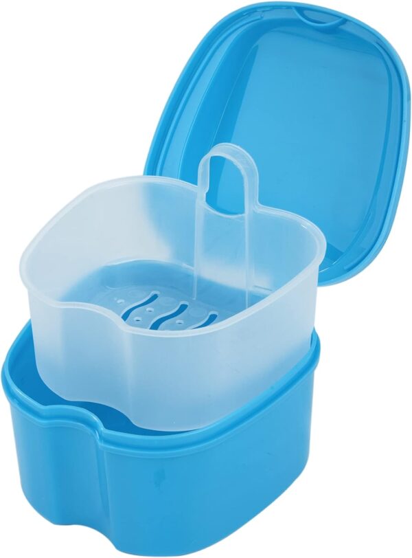 Caja de Dentadura Postiza Caja de Baño Estuche para Dentadura con Colador para Dientes Falsos Almacenamiento Remojo Limpieza