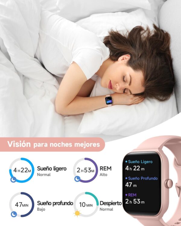 TOOBUR Reloj Inteligente Mujer, Smartwatch Alexa Incorporada 1.95" Pantalla IP68 Sumergible con Llamada, Seguimiento del Frecuencia Cardíaca/Sueño/100 Deportes para Android iOS Rosa - Image 6