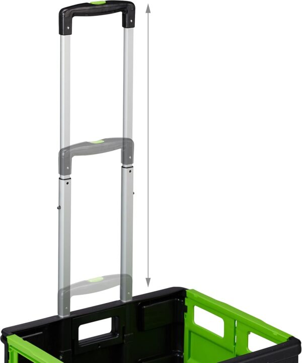 relaxdays Carrito Compra Plegable, Asa Telescópica, 2 Ruedas, Caja Transporte, hasta 35 kg, Plástico y Aluminio, Verde, Caucho, 98 x 45,5 x 37 cm - Image 8