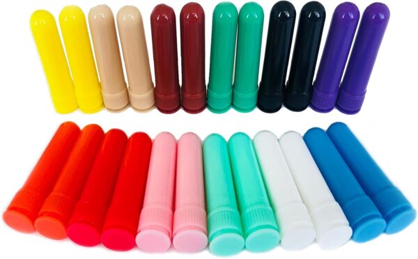 24 Piezas Tubos de Aceite Esencial, Inhalador Nasal de Tubos de Aceite Esencial, Inhalador Recargable, para Relajar el Cuerpo y Ayudarlo a Dormir