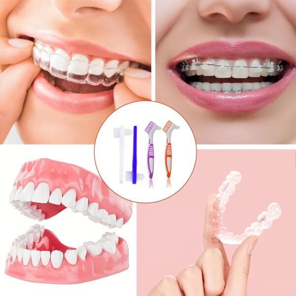 AFCJLTO 4pcs Cepillo Limpiador para Ortodoncia | doble Cara y punta de Precisión,Limpieza Dentadura Postiza,Cepillos Limpieza Prótesis Portátiles,Cepillos Limpieza Dentaduras,para Cuidado Dentaduras - Image 6