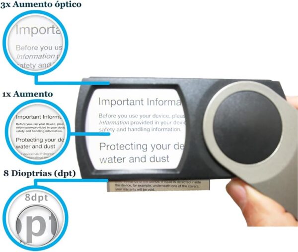 EasY Magnifier Lupa de Bolsillo con Luz LED 3X movil; Lupas pequeña para Manualidades Profesional; Lupa de Mano Niños iluminada para Leer; Regalos para Personas Mayores e Infantil - Image 4