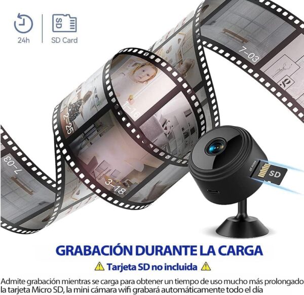 Mini Cámara Espía wifi 1080P HD invisible camara vigilancia wifi interio/Exterior,con detección de movimiento y visión nocturna,Cámara con Grabación,Exterior/interio App Inalámbrico Alerta (S) - Image 3
