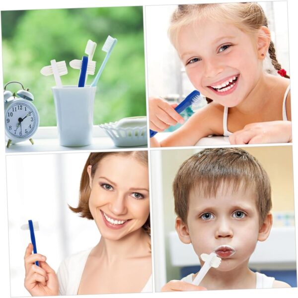 Healeved 4 unidades de doble cabezal falso cepillo de dientes para prótesis cepillo de dientes de prótesis cepillos de dientes duros para adultos doble cabeza cepillo de dientes sensorial dentaduras - Image 3