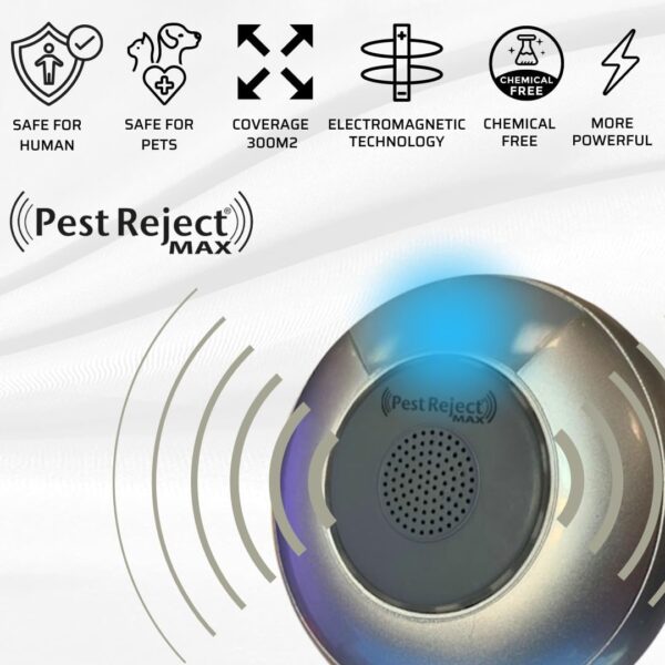 Pest Reject MAX, Repelente Efectivo de plagas, Insectos y roedores, Más Potente y Más Efectivo, Tecnología Electromagnética + Ultrasonido, Frecuencia Variable (1 Unidad) - Image 2