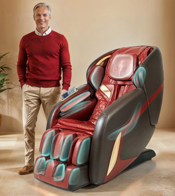 GLOBAL RELAX | KENSHO Sillón de Masaje I Burdeos | 7 Programas | Presoterapia I Reflexoterapia de Pies I Termoterapia I Gravedad Zero I Espacio Cero | Sonido Envolvente 3D | Bluetooth
