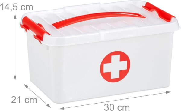 Relaxdays Caja Medicamentos para Botiquín de Primeros Auxilios y Medicinas, Plástico, 14,5 x 30 x 21 cm, Blanco - Image 4