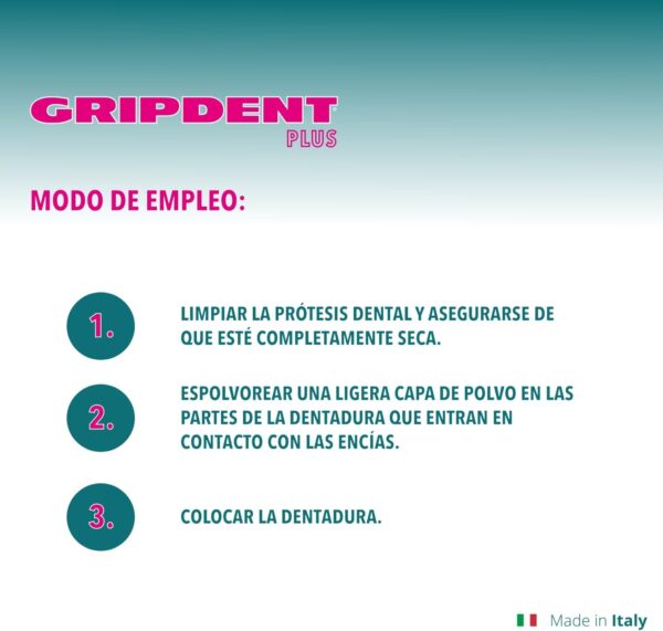 Gripdent Plus - Polvo Súper Adhesivo para Dentaduras y Prótesis Dentales - No Causa Irritaciones, Fijación Muy Sencilla - Image 6