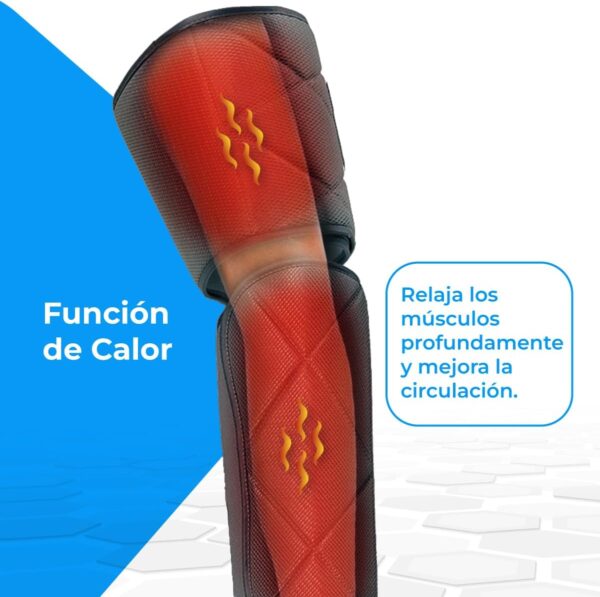 NK Masajeador de piernas, 6 Modos de masajes completos y parciales, 4 Niveles de Intensidad para cada modo, Temporizador con botones, Función Calor, Compresión de aire para relajación muscular - Image 5