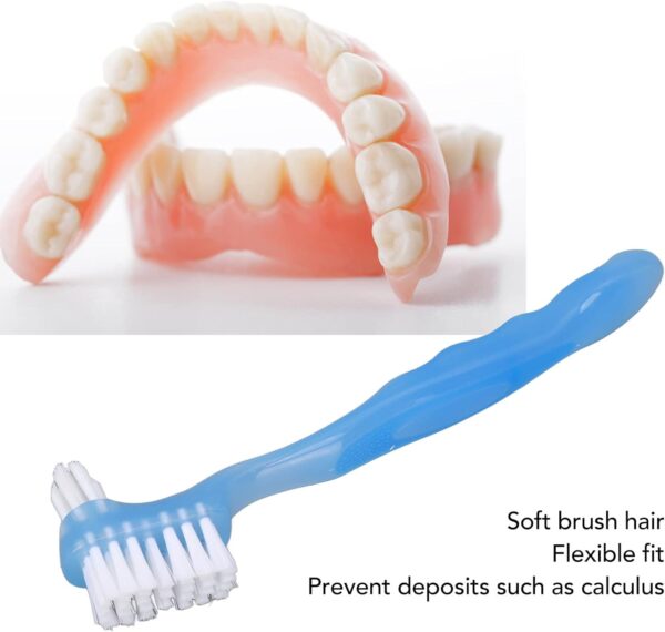 5 Uds Cepillo De Dentadura Postiza Cepillo De Limpieza De Dentadura Cepillo De Limpieza De Dentadura De Doble Cara Para Implantes Dentales, Cuidado Bucal De Ancianos(Blue) - Image 5