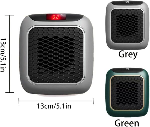 Calentadores De Ventilador Portátiles PTC Cerámica Calefacción Rápida Calentador Tip-Over Y Protección Contra Sobrecalentamiento Calentador de Espacio Para El Hogar Dormitorio Oficina (Green) - Image 7