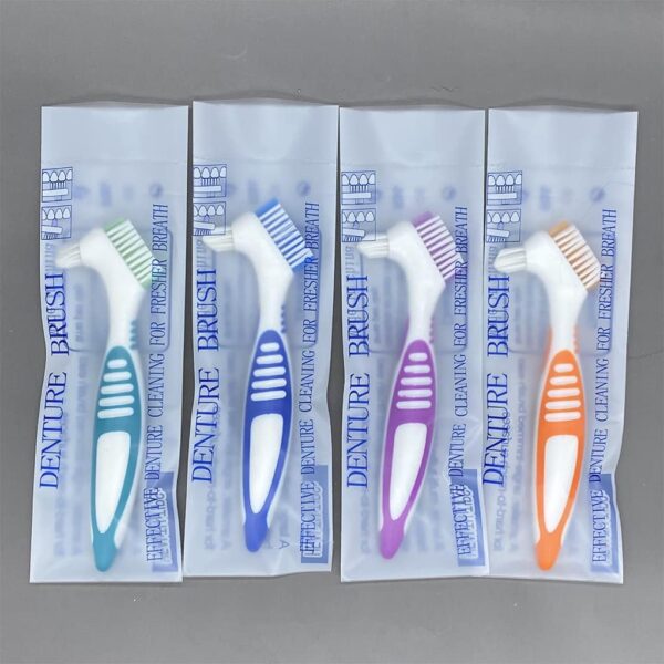 Cepillo de dentadura dental, herramienta limpiadora de dentaduras postizas con cerdas multicapa y mango ergonómico - Image 4