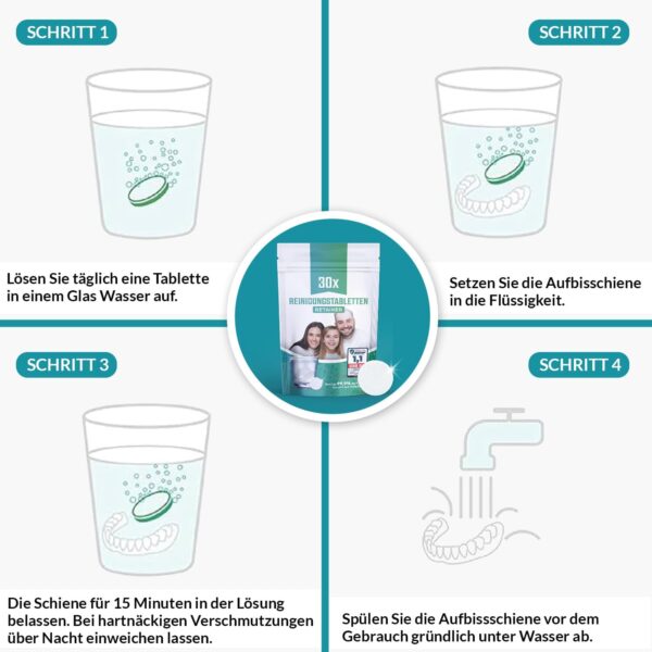 30 pastillas de limpieza para retenedores, aparatos ortopédicos y férulas dentales – Retainer brite, limpieza de dentaduras – Limpiador de dentaduras – Pastillas de limpieza de dentaduras – Limpiador - Image 7
