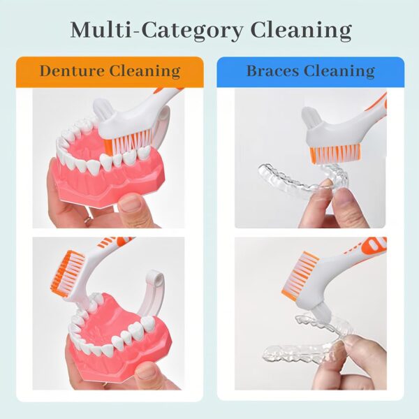 AFCJLTO 4pcs Cepillo Limpiador para Ortodoncia | doble Cara y punta de Precisión,Limpieza Dentadura Postiza,Cepillos Limpieza Prótesis Portátiles,Cepillos Limpieza Dentaduras,para Cuidado Dentaduras - Image 5