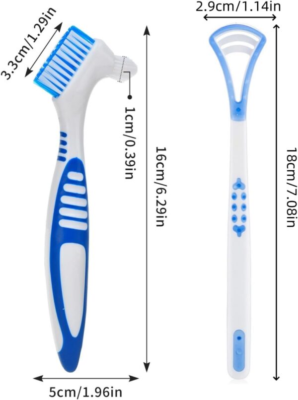 Cepillo de Limpieza de Dentadura, Cepillo para Dentaduras Postizas, Cerdas de Varias Capas, Cepillo Dientes para Cuidado Dentaduras Postizas (Morado + Naranja + Verde + Azul, 6 Piezas) - Image 7