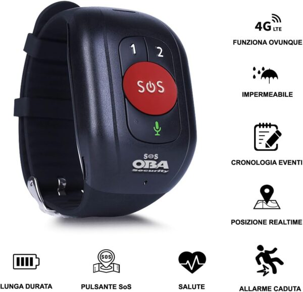 Pulsera SOS para Personas Mayores, Salvavidas, GPS, 4G, WiFi, Llamadas, caídas, posición GPS, pulsación, Temperatura, Impermeable, IP 67, aplicación Gratuita (Idioma español no garantizado) - Image 2