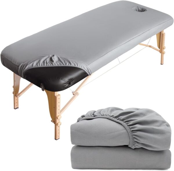Luriseminger 2pcs Funda para Camilla de Masaje con Orificio Facial, 70 x 190cm Lavable Funda de Cama de Masaje, Funda para Mesas de Cosméticos y Bancos de Terapia
