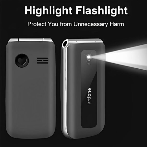 artfone Teléfono Móvil para Personas Mayores Teclas Grandes con Tapa Pantalla de 2,4 Pulgadas Tecla de Emergencia Botón SOS Fácil de Usar para Ancianos Flip F20 Negro - Image 5