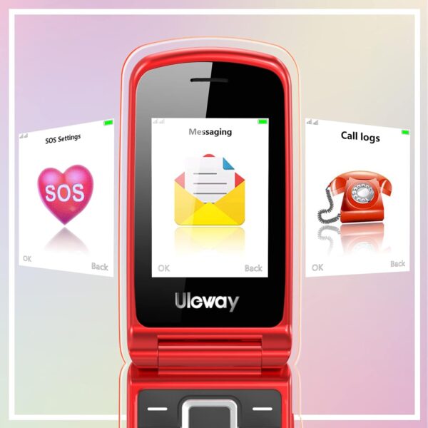uleway simple mobile Teléfono Móvil para Mayores, con Tapa de Teclas Grandes, Botón SOS, Pantalla de 2,4 Pulgadas, Llamada Rápida, Sonido Fuerte de Radio, 1000mAh Batería, Fácil Uso para Ancianos - Image 6