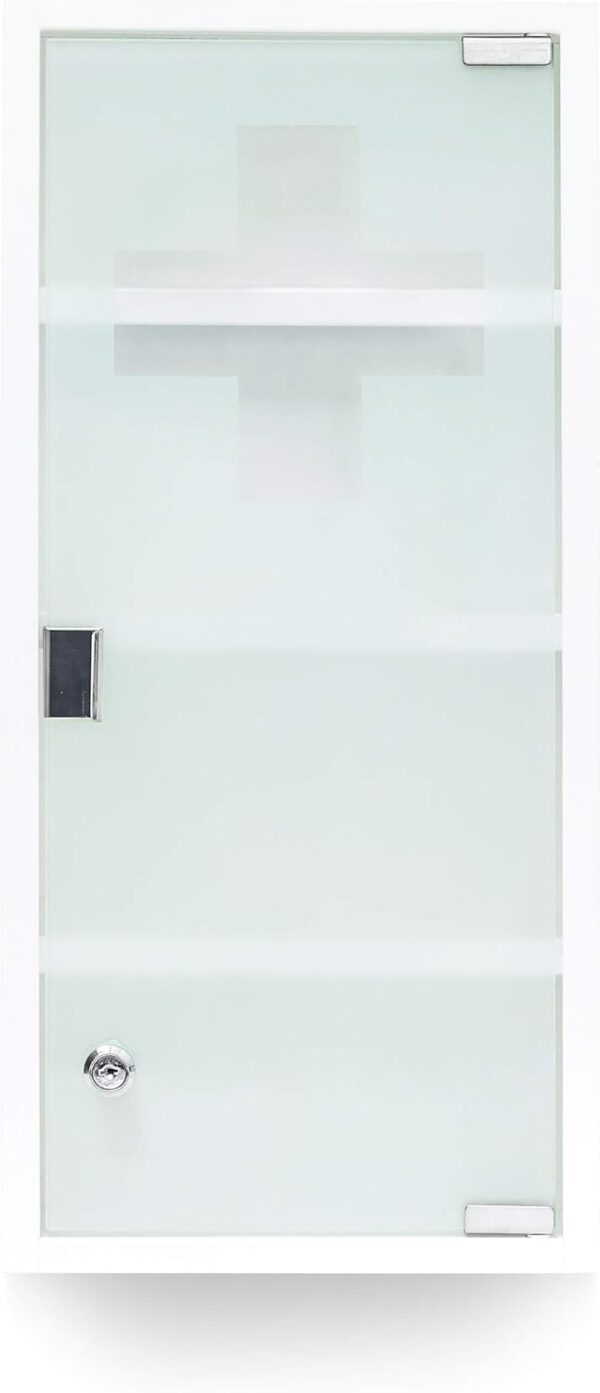 Relaxdays Armario Botiquín XXL, Mueble Primeros Auxilios, 57 x 27 x 12 cm, 4 Baldas, Puerta Magnética con Llave, Blanco - Image 4