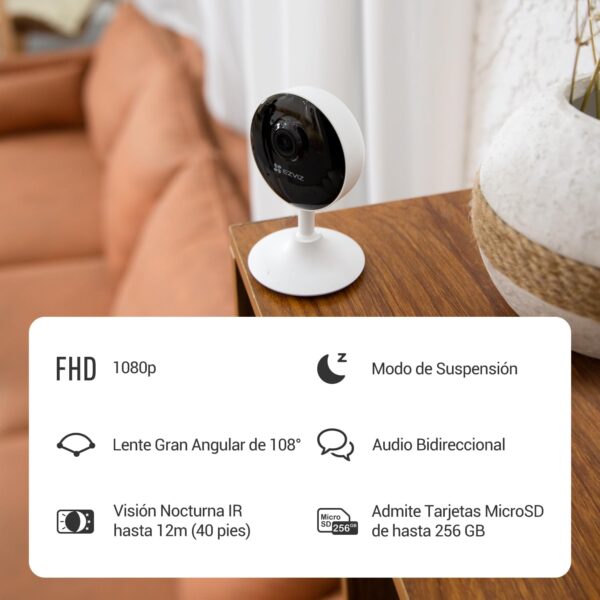 EZVIZ Kit de 2 Camaras de Vigilancia Interior 1080p IP Cámara de Seguridad con Visión Nocturna, 2.4GHz Wi-Fi Detección de Movimiento, Audio Bidireccional, Monitor de Bebé, C1C 2PK - Image 2