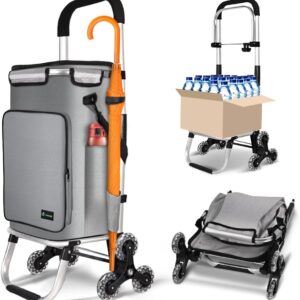 VOUNOT Carrito Compra Plegable de Aluminio, Carro de la Compra 6 Ruedas con Bols...