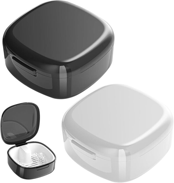 Porta aparato dientes 2 piezas caja aparato dientes caja para dentaduras dentales caja caja de almacenamiento para dentadura porta protector bucal porta bite dental para limpiar y almacenar prótesis