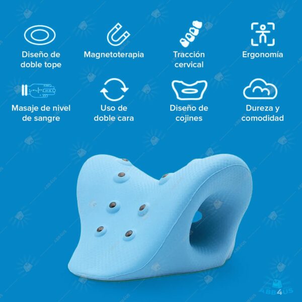 ABB4US | Almohada con 8 Puntos magnéticos para Mayor Alivio del Dolor de Cuello | Dispositivo tracción Cervical Corrector de Postura | relaja, estira y Alivia tensión | Neck Cloud (Celeste) - Image 5