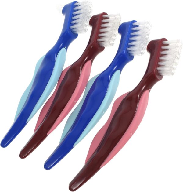 Healeved 4 Uds Cepillo De Para Dentaduras Postizas De Ancianos Cabezal Doble Cepillo Para Dentaduras Postizas Cepillo De Pequeño Cepillo De Para Dentaduras