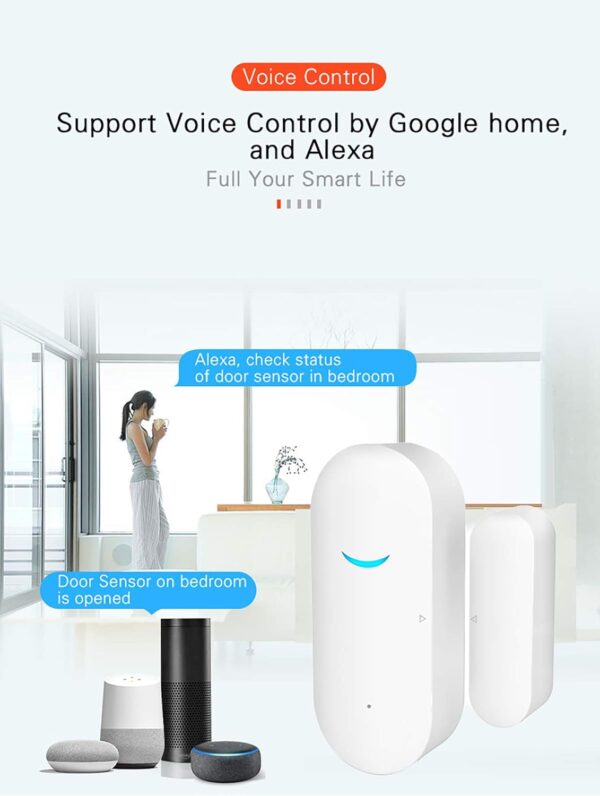 Sensores de Puerta y Ventana WiFi, Alarma Inteligente Tuya con Control de aplicación de notificación Gratuita, Sistema de Alarma de Seguridad para el hogar,Compatible con Alexa (Paquete de 4) - Image 3