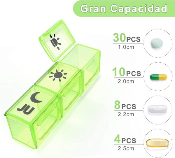 Pastillero Semanal Español 7 Dias, DOHIMGIO Grande Organizador Medicamentos 3 Tomas Diaria con 21 Compartimentos (Negro) - Image 2
