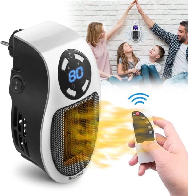 Calefactor Eléctrico Bajo Consumo Pared - 500W - Calefactor Portátil Programable, Cerámico, Portátil, Ligero y Compacto, Control Remoto, Calefacción Inteligente