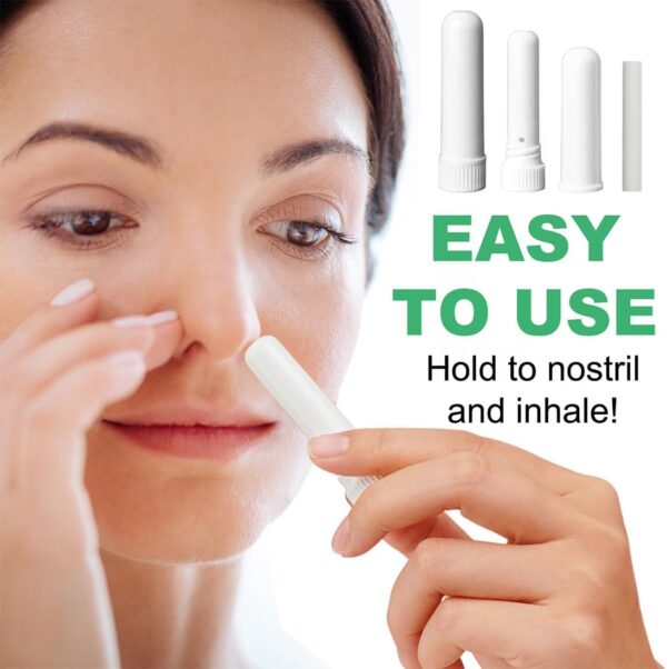 FEQDWOX 20 Piezas Inhaladores Nasales, Buena Higroscopicidad, Rellenables para Aromaterapia, Tubos de Aceite Esencial, Varillas Vacías Aromáticas con 20 Mechas de Algodón - Image 4
