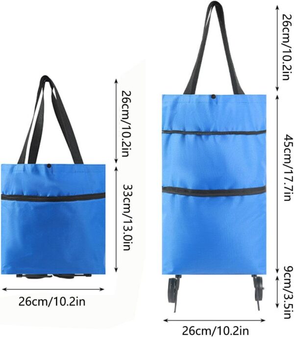 Wpsagek Bolsa de Compras Plegable con Ruedas,Bolsa de Compras con Ruedas - Bolsas con Carrito portátiles Carrito de Compras Plegable | Carro Plegable para Bolsa de Compras con Ruedas, Bolsa de Viaje - Image 5