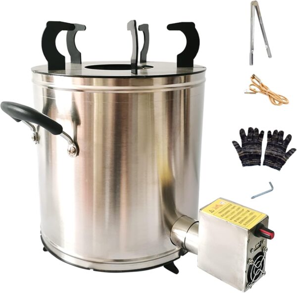 Estufa de Lena Redonda De Acero Inoxidable, Estufa De Camping Portátil, Estufa De Carpa Multifuncional, para Calefacción/Cocina/Picnic/Barbacoa Al Aire Libre, con Soplador (Color : A)