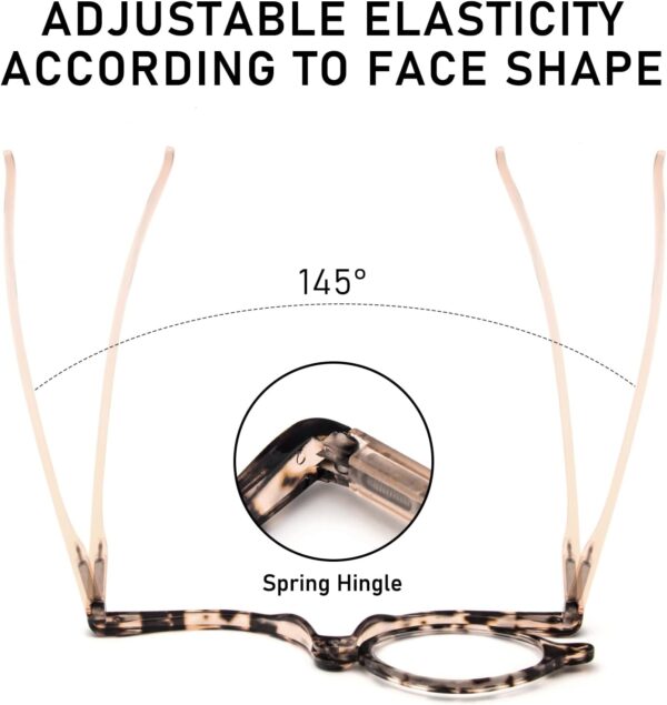 MMOWW Gafas de Lectura de Maquillaje para Mujer, Gafas Giratorias con Bisagras de Resorte para Gafas de Maquillaje Ampliadas con Diseño Plegable de Lente única Volcada (Tortuga carey rosa, +1.5) - Image 6